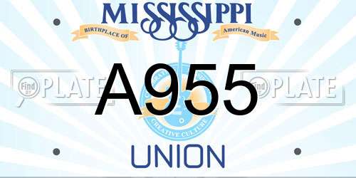 A955 Mississippi License Plate