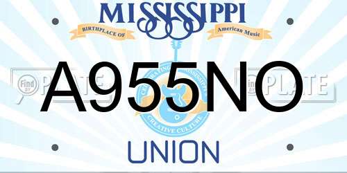 A955NO Mississippi License Plate