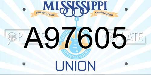 A97605 Mississippi License Plate