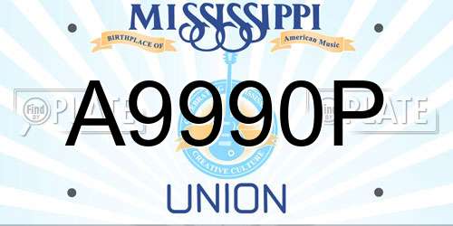 A9990P Mississippi License Plate