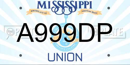 A999DP Mississippi License Plate