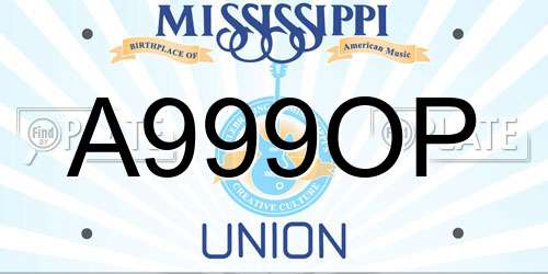 A999OP Mississippi License Plate