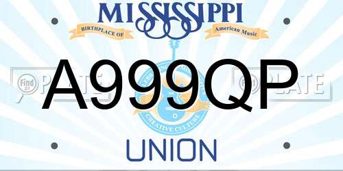 A999QP Mississippi License Plate