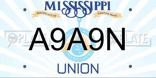 A9A9N Mississippi License Plate