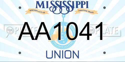 AA1041 Mississippi License Plate