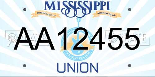 AA12455 Mississippi License Plate