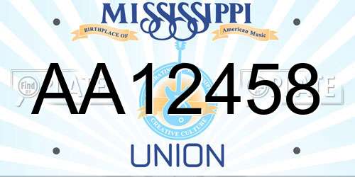 AA12458 Mississippi License Plate