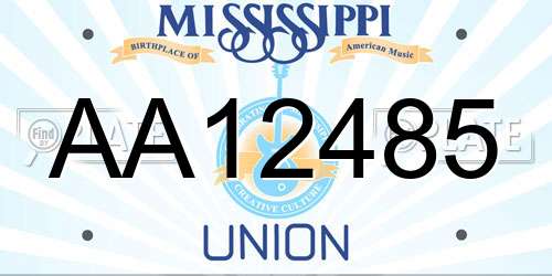 AA12485 Mississippi License Plate