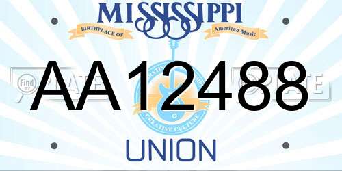 AA12488 Mississippi License Plate