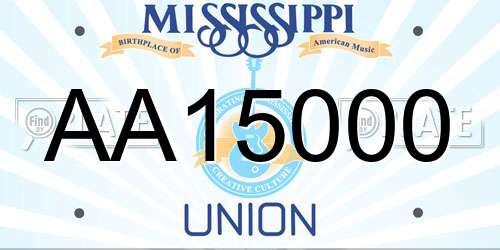 AA15000 Mississippi License Plate