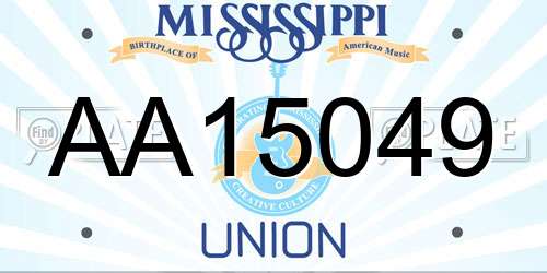 AA15049 Mississippi License Plate
