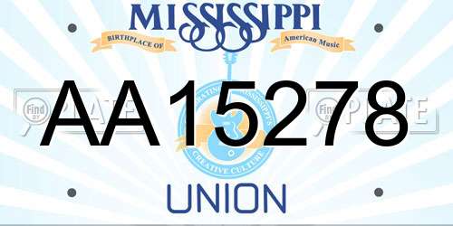 AA15278 Mississippi License Plate