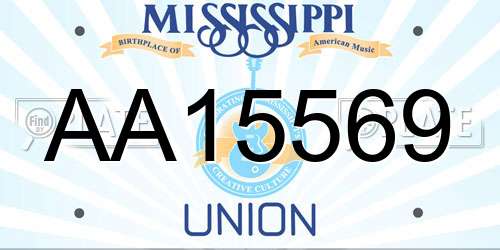 AA15569 Mississippi License Plate