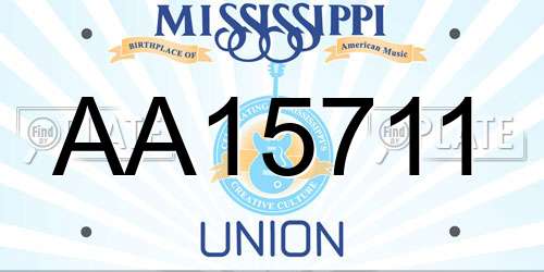 AA15711 Mississippi License Plate