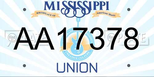 AA17378 Mississippi License Plate