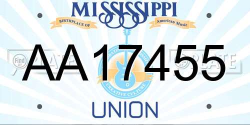 AA17455 Mississippi License Plate