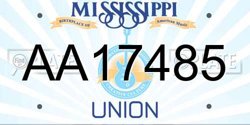 AA17485 Mississippi License Plate