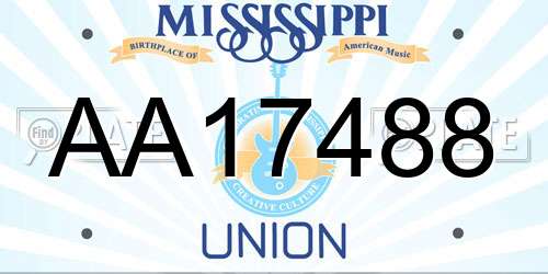 AA17488 Mississippi License Plate