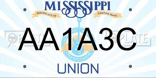 AA1A3C Mississippi License Plate