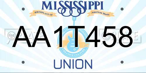 AA1T458 Mississippi License Plate