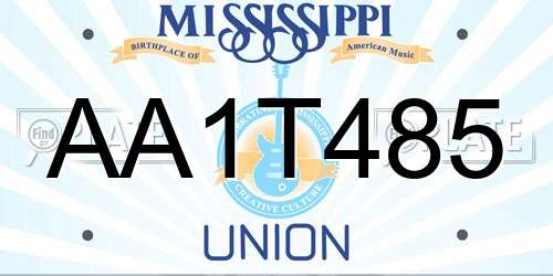 AA1T485 Mississippi License Plate