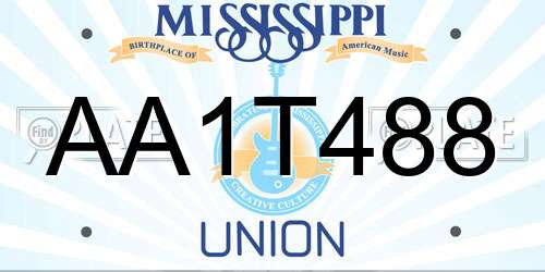 AA1T488 Mississippi License Plate