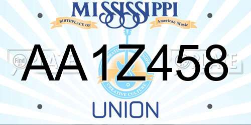 AA1Z458 Mississippi License Plate
