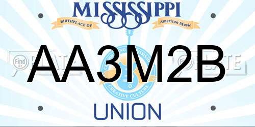 AA3M2B Mississippi License Plate