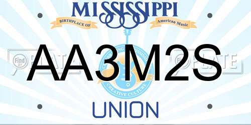 AA3M2S Mississippi License Plate