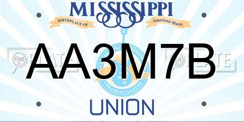 AA3M7B Mississippi License Plate