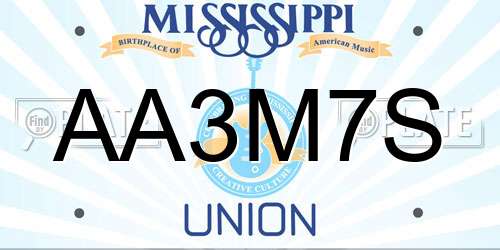 AA3M7S Mississippi License Plate