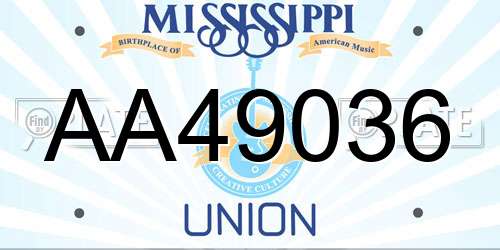 AA49036 Mississippi License Plate