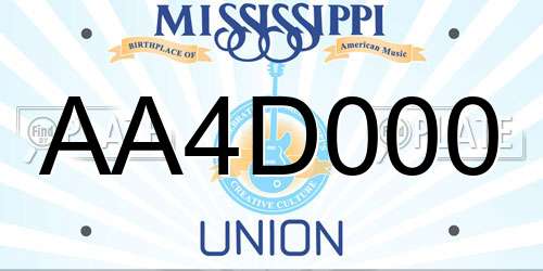 AA4D000 Mississippi License Plate