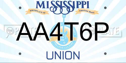 AA4T6P Mississippi License Plate