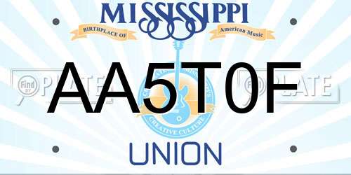AA5T0F Mississippi License Plate