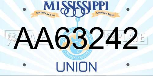 AA63242 Mississippi License Plate