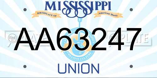 AA63247 Mississippi License Plate