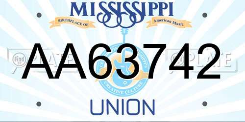 AA63742 Mississippi License Plate