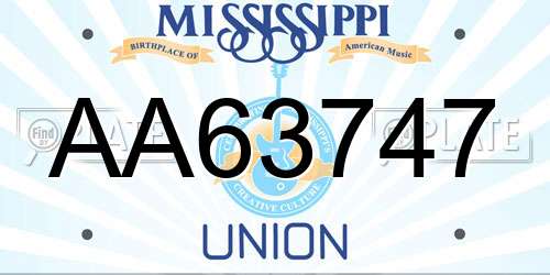 AA63747 Mississippi License Plate