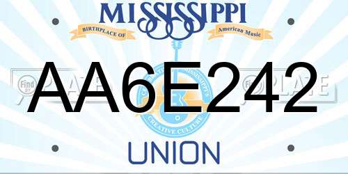 AA6E242 Mississippi License Plate