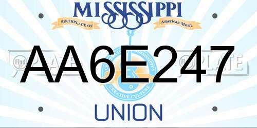 AA6E247 Mississippi License Plate