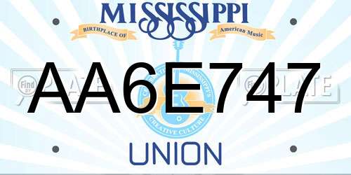 AA6E747 Mississippi License Plate