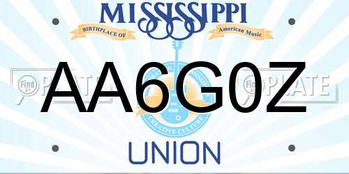 AA6G0Z Mississippi License Plate