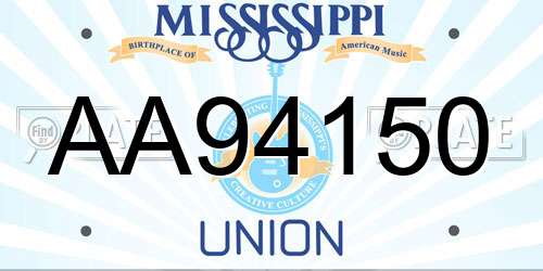 AA94150 Mississippi License Plate