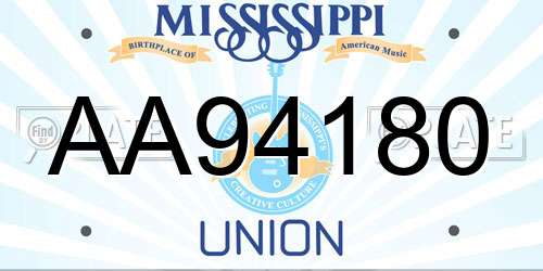 AA94180 Mississippi License Plate