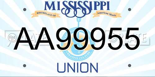 AA99955 Mississippi License Plate