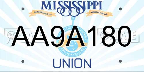 AA9A180 Mississippi License Plate
