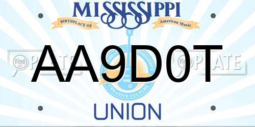 AA9D0T Mississippi License Plate