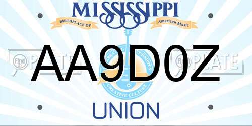 AA9D0Z Mississippi License Plate