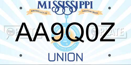 AA9Q0Z Mississippi License Plate